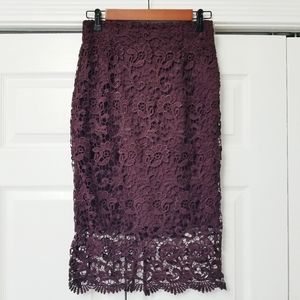 Bar III Burgundy Lace Pencil Skirt